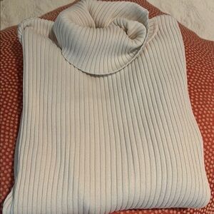 Cream Ribbed Turtleneck Sweater